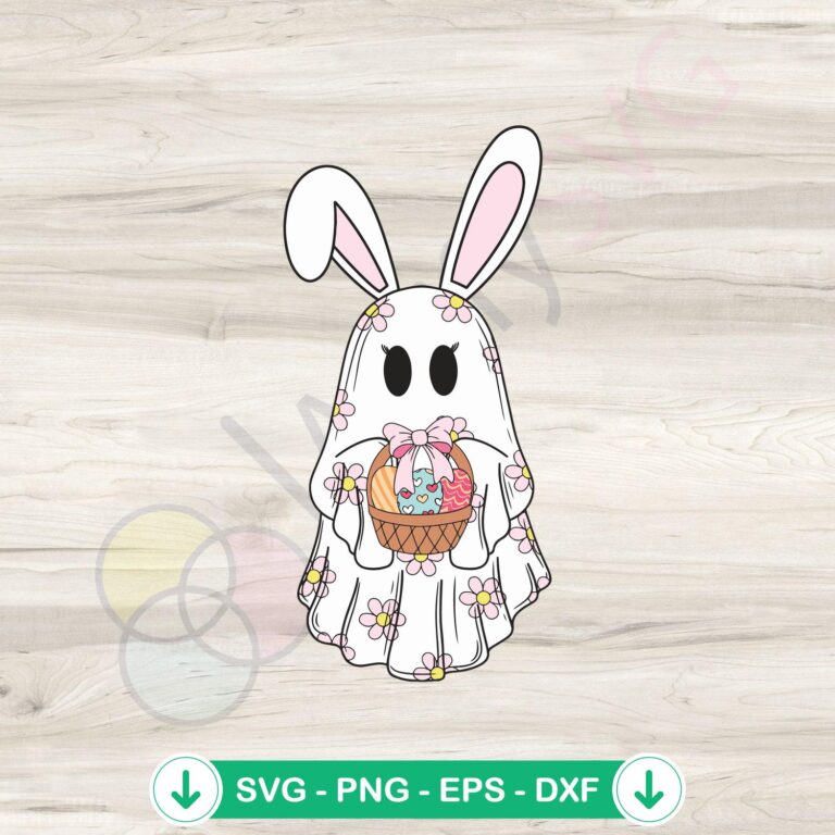 Cute Bunny Ghost SVG file for Easter, perfect for cutting machines