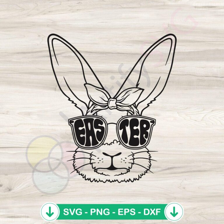 Retro Easter Bunny Glasses SVG Clipart - Vintage Easter Rabbit Graphic Pack 2 Retro Easter Bunny Glasses SVG file for Cricut cutting machine