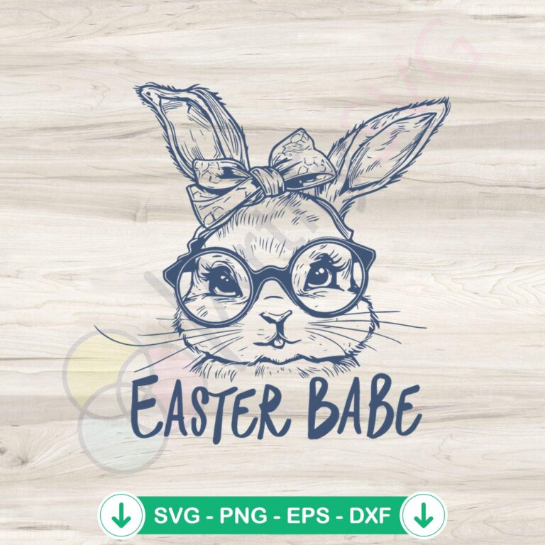 Charming Easter Bunny Face SVG Clipart - Vintage Bunny Babe Illustrations 2 Charming Easter Bunny Face SVG file for Cricut cutting file