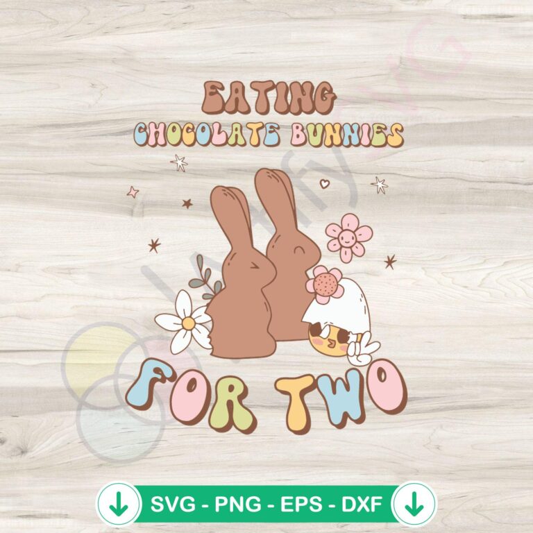 Eating Chocolate Bunnies SVG Instant Download: Fun Design for Two 2 Eating Chocolate Bunnies SVG file for Cricut cutting machine