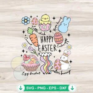Cute Happy Easter chick and bunny svg file, cricut cutting file